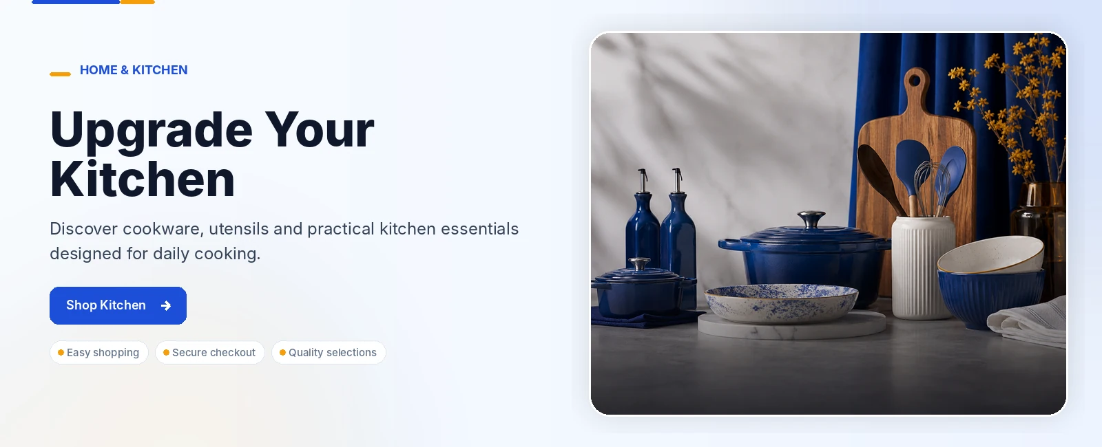 Kitchen cookware, utensils and practical home essentials